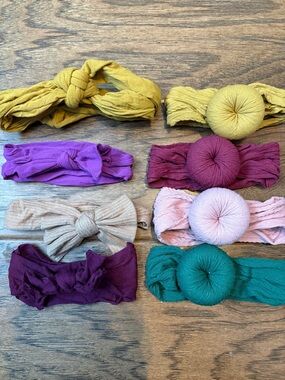 Kids Stretchy Headband Set - Purple, Mustard, Teal & Pink